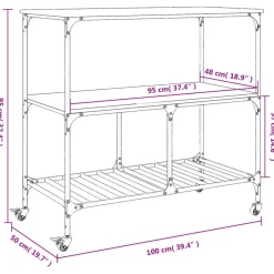 vidaXL Carros E Islas-Carrito de cocina madera ingeniería 100x50x95 cm