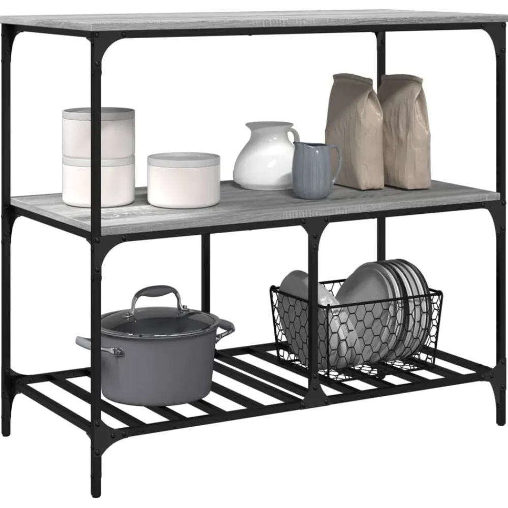 vidaXL Carros E Islas-Carrito de cocina madera ingeniería 100x50x95 cm