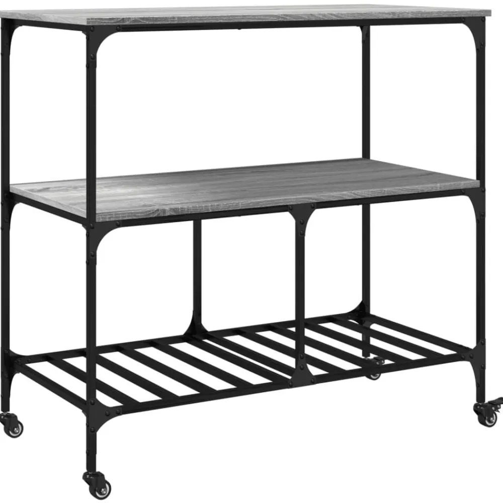 vidaXL Carros E Islas-Carrito de cocina madera ingeniería 100x50x95 cm