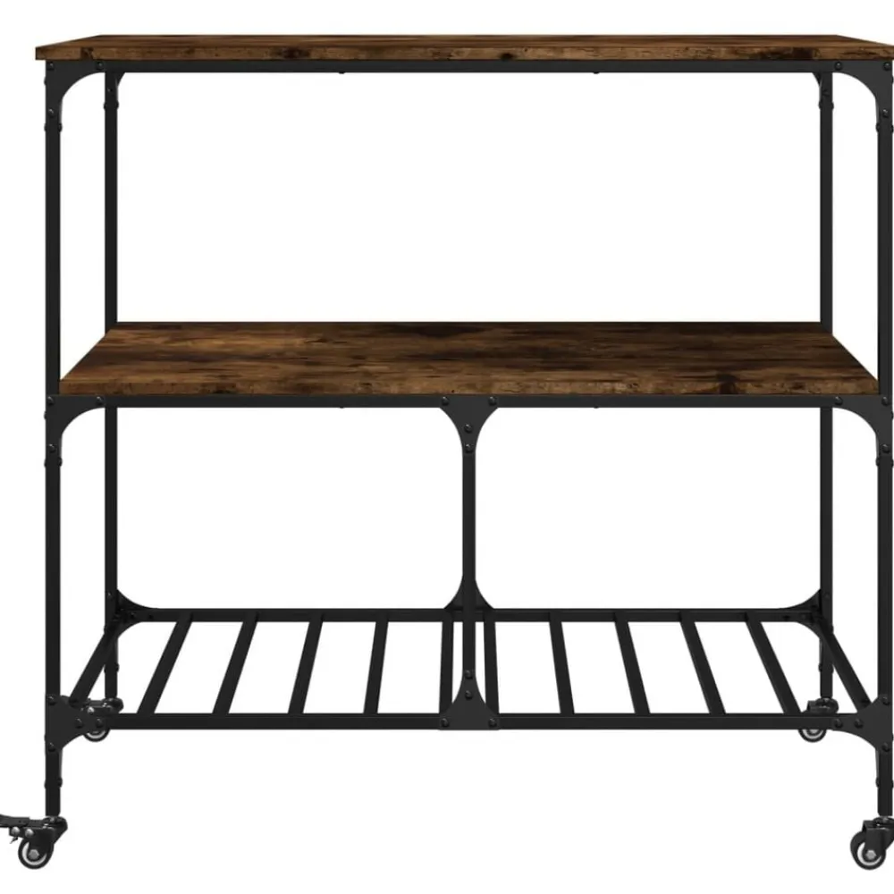 vidaXL Carrito de cocina madera ingeniería 100x50x95 cm Roble ahumado Clearance