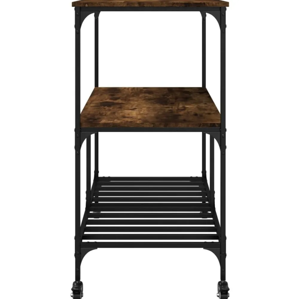 vidaXL Carrito de cocina madera ingeniería 100x50x95 cm Roble ahumado Clearance
