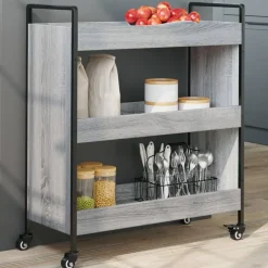 vidaXL Carrito de cocina madera de ingeniería 70x30x82 cm Gris sonoma New