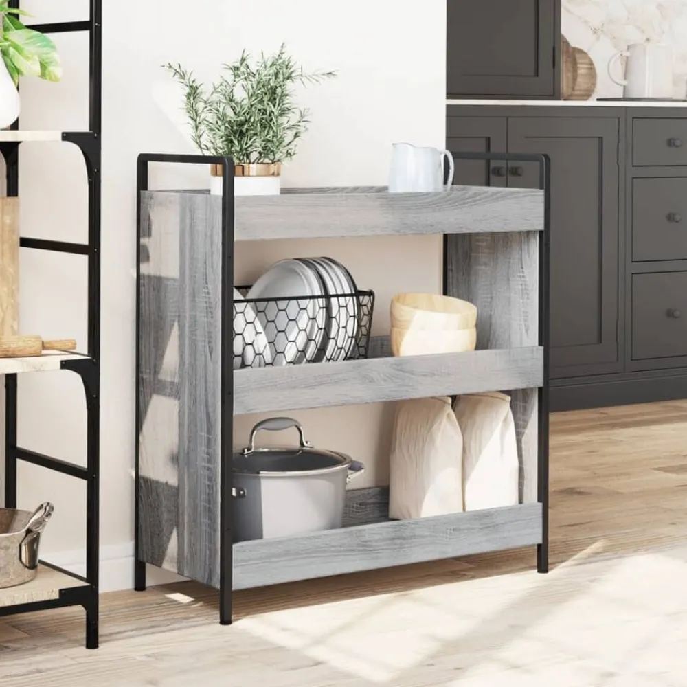 vidaXL Carrito de cocina madera de ingeniería 70x30x82 cm Gris sonoma New