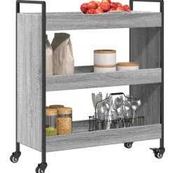 vidaXL Carrito de cocina madera de ingeniería 70x30x82 cm Gris sonoma New