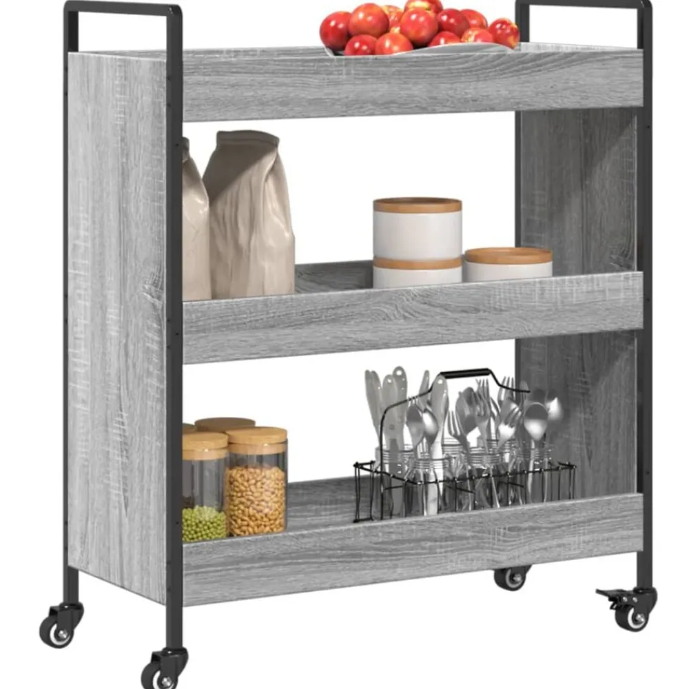 vidaXL Carrito de cocina madera de ingeniería 70x30x82 cm Gris sonoma New