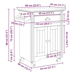 vidaXL Carrito de cocina BODO 72x45x80 cm Blanco Online