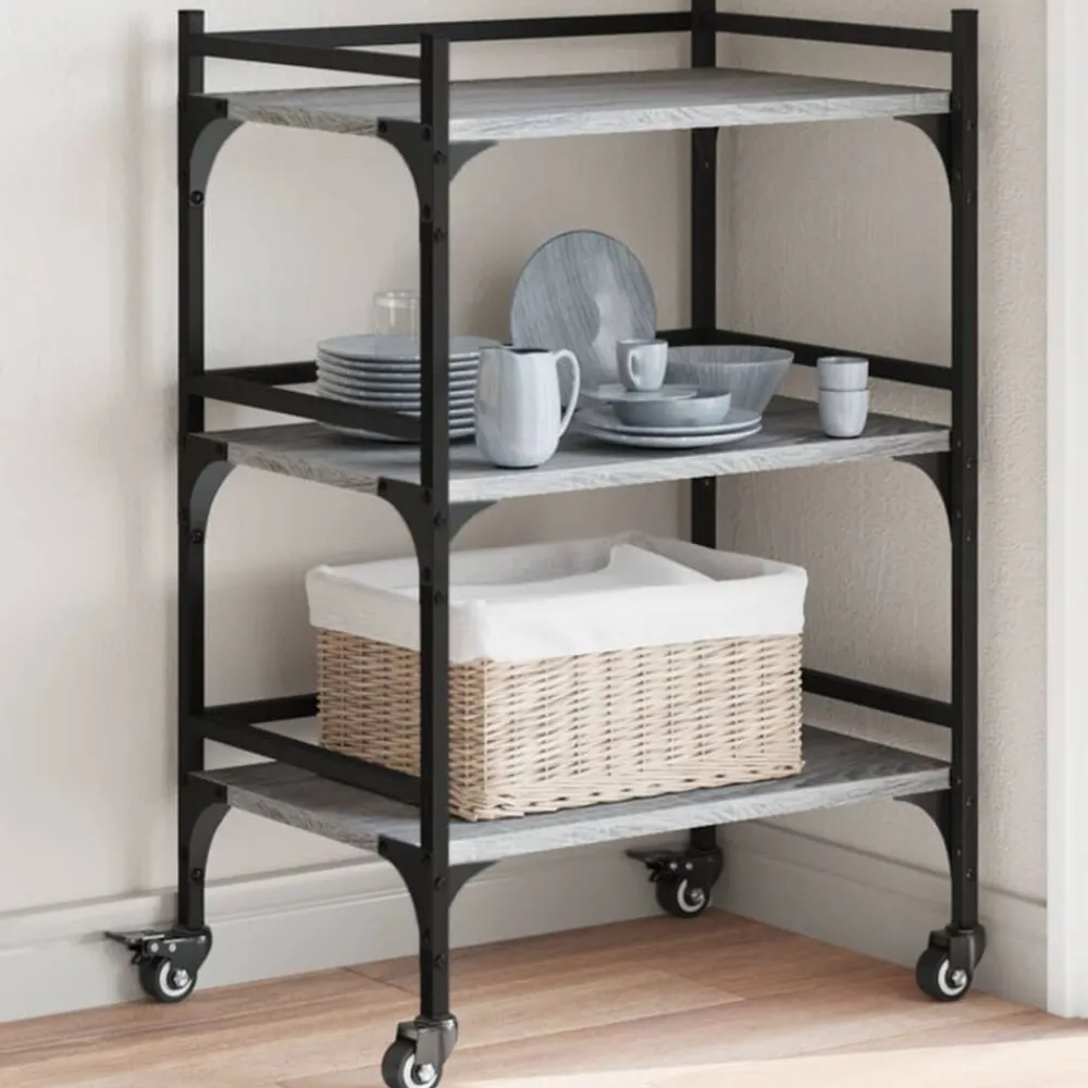 vidaXL Carrito de cocina madera ingeniería 50x35x75,5 cm Gris sonoma Hot