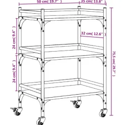 vidaXL Carrito de cocina madera ingeniería 50x35x75,5 cm Gris sonoma Hot