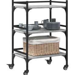 vidaXL Carrito de cocina madera ingeniería 50x35x75,5 cm Gris sonoma Hot