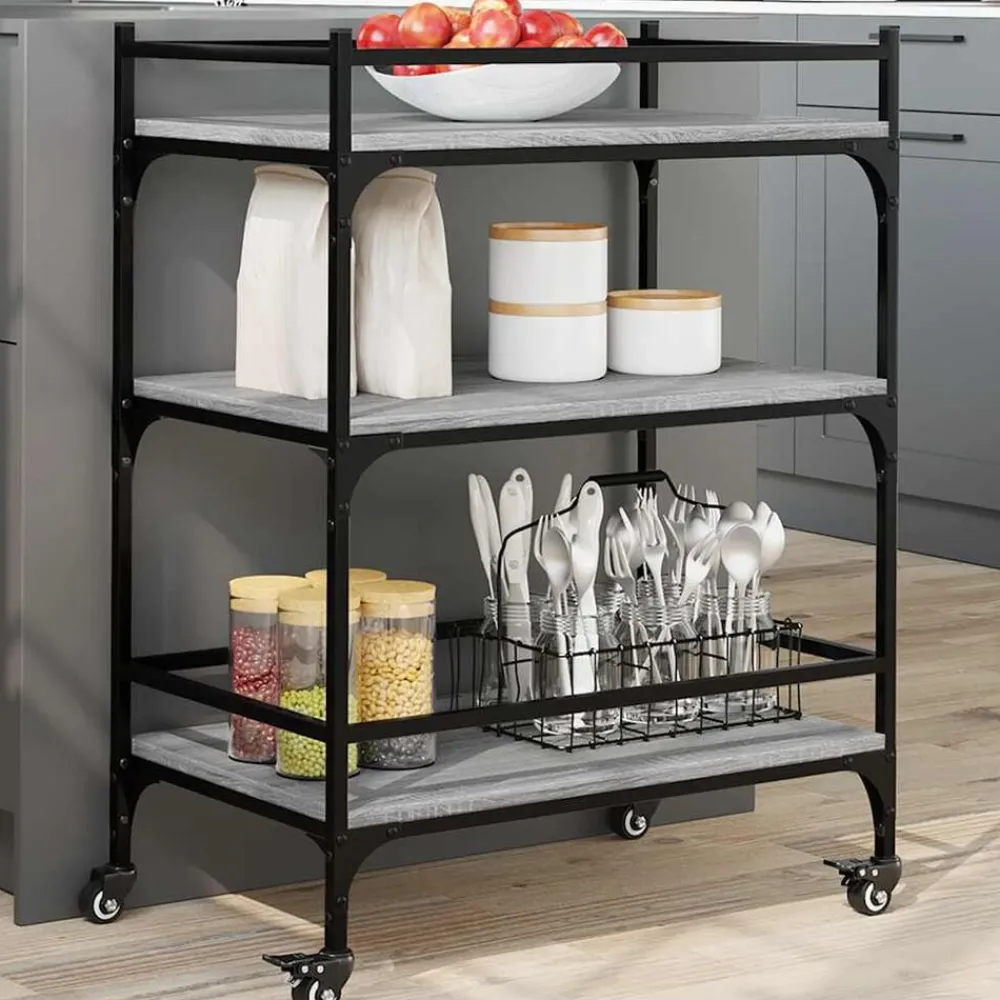 vidaXL Carros E Islas-Carrito de cocina madera ingeniería 65x40x86,5 cm