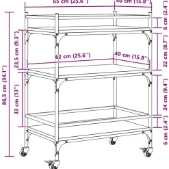 vidaXL Carros E Islas-Carrito de cocina madera ingeniería 65x40x86,5 cm