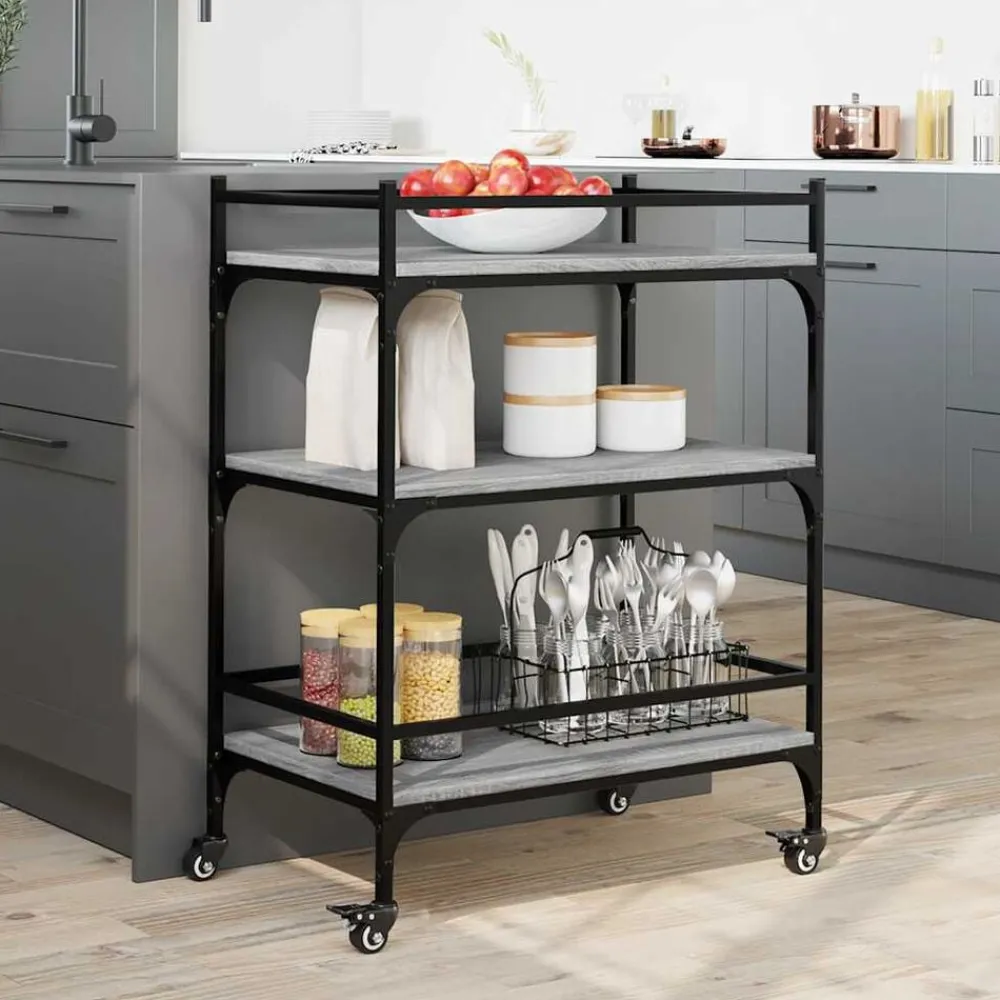 vidaXL Carros E Islas-Carrito de cocina madera ingeniería 65x40x86,5 cm