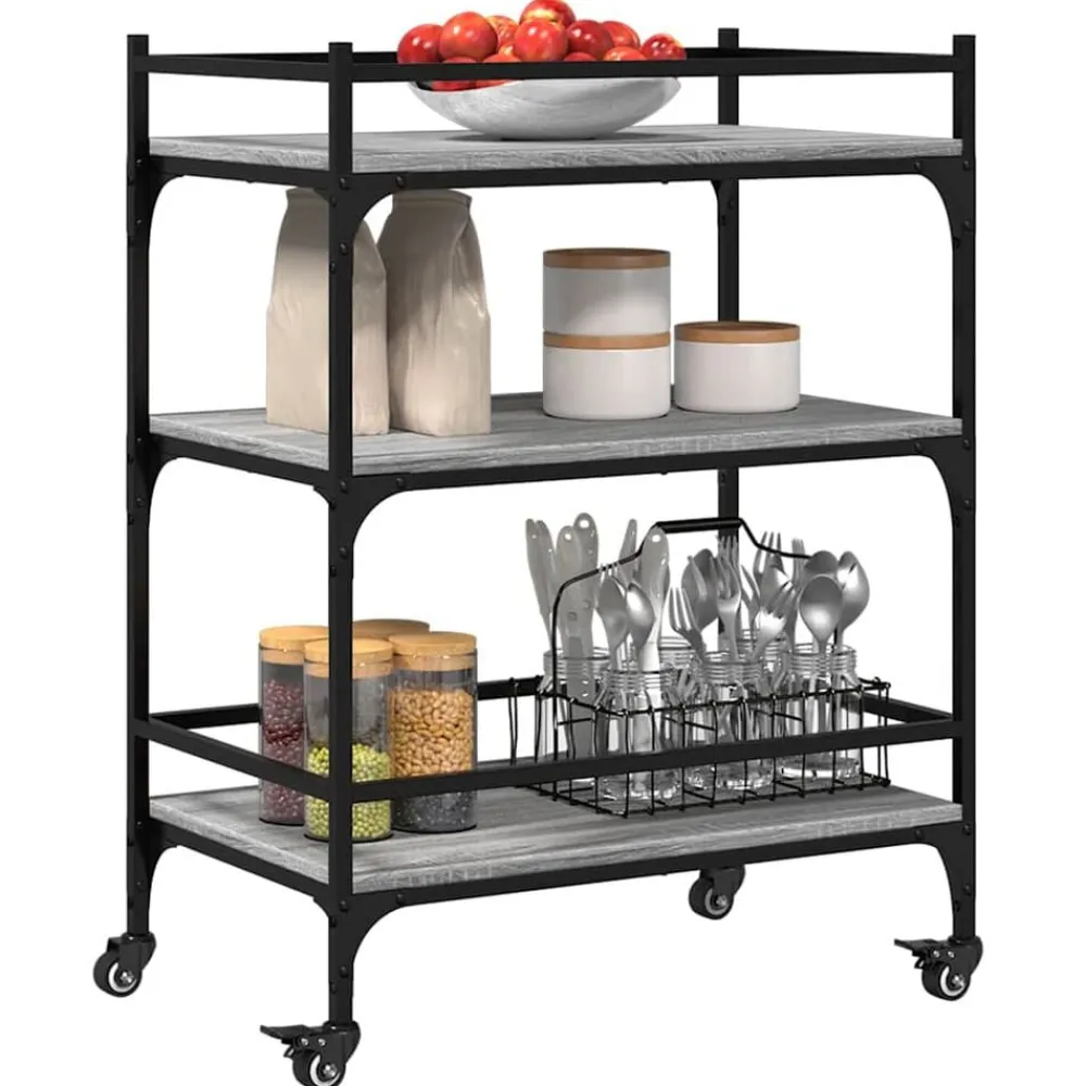 vidaXL Carros E Islas-Carrito de cocina madera ingeniería 65x40x86,5 cm