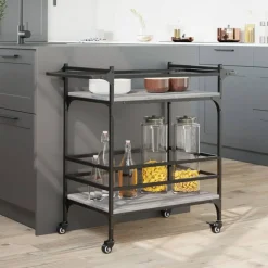 vidaXL Carros E Islas-Carrito de cocina madera ingeniería 82x40x78,5 cm