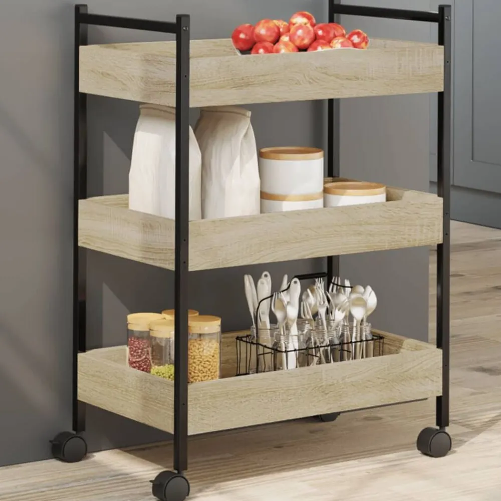 vidaXL Carros E Islas-Carrito de cocina madera de ingeniería 50x30x70 cm