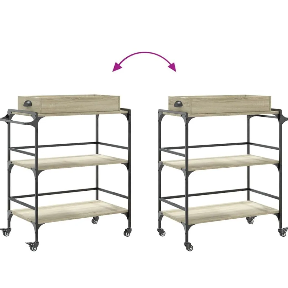 vidaXL Carrito de cocina madera ingeniería 81,5x41x92,5cm Roble Sonoma Discount