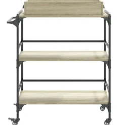 vidaXL Carrito de cocina madera ingeniería 81,5x41x92,5cm Roble Sonoma Discount