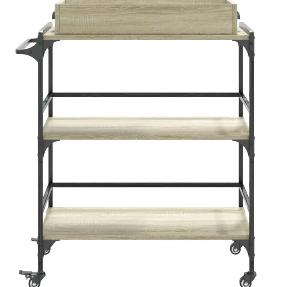 vidaXL Carrito de cocina madera ingeniería 81,5x41x92,5cm Roble Sonoma Discount