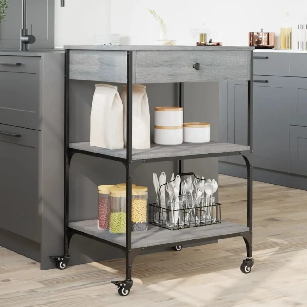 vidaXL Carros E Islas-Carrito de cocina madera ingeniería 60x48x89,5 cm
