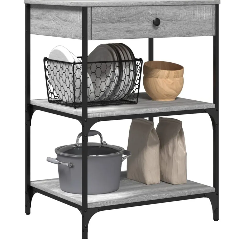 vidaXL Carros E Islas-Carrito de cocina madera ingeniería 60x48x89,5 cm