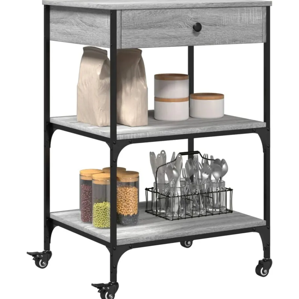 vidaXL Carros E Islas-Carrito de cocina madera ingeniería 60x48x89,5 cm