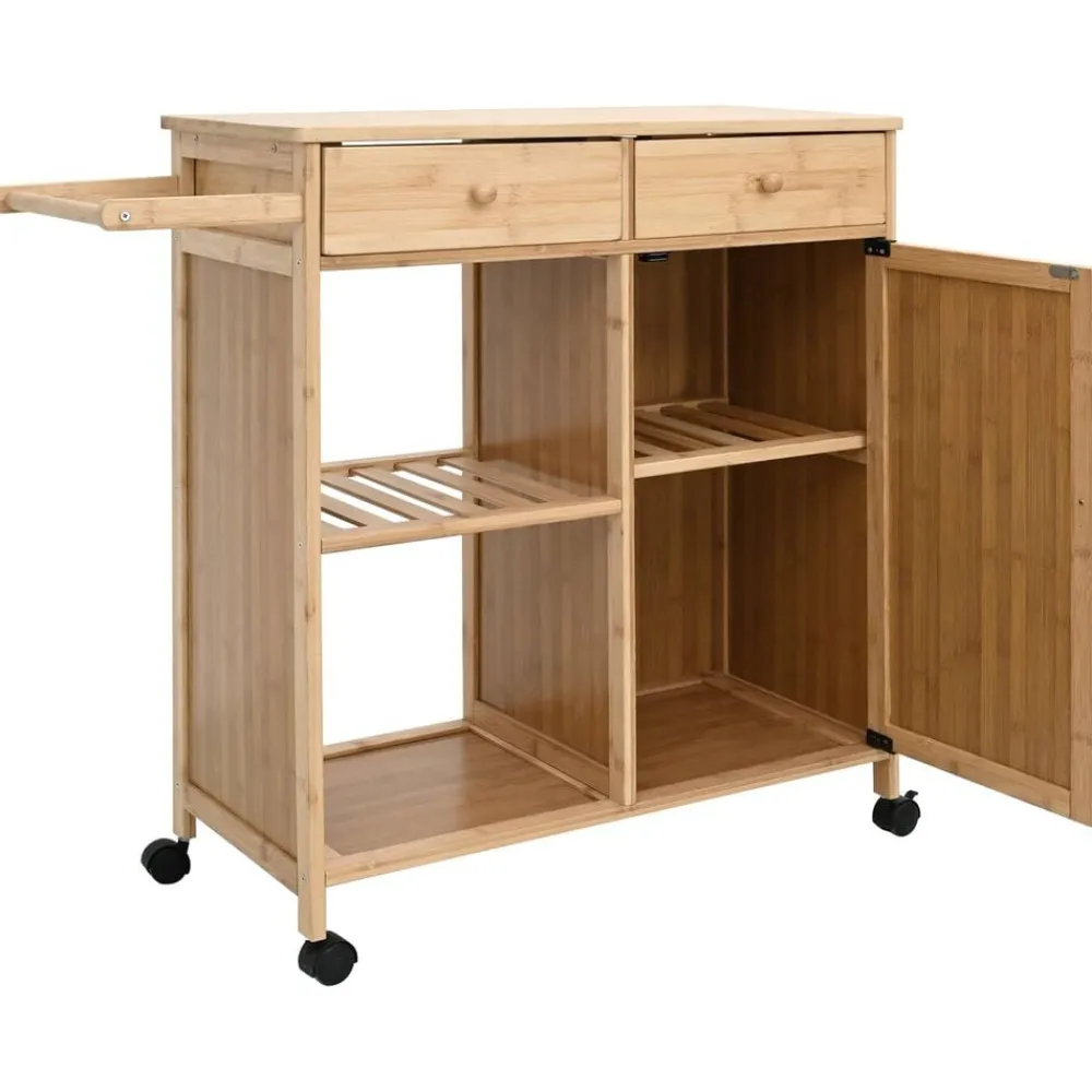 vidaXL Carrito de cocina con ruedas Natural 90,5 x 36 x 86,5 cm Bambú