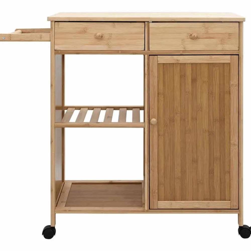 vidaXL Carrito de cocina con ruedas Natural 90,5 x 36 x 86,5 cm Bambú