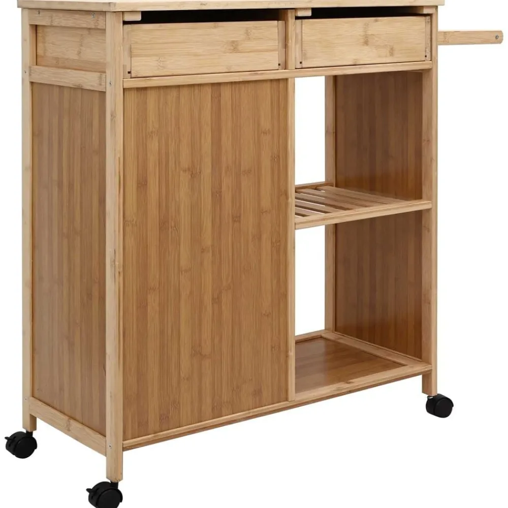 vidaXL Carrito de cocina con ruedas Natural 90,5 x 36 x 86,5 cm Bambú