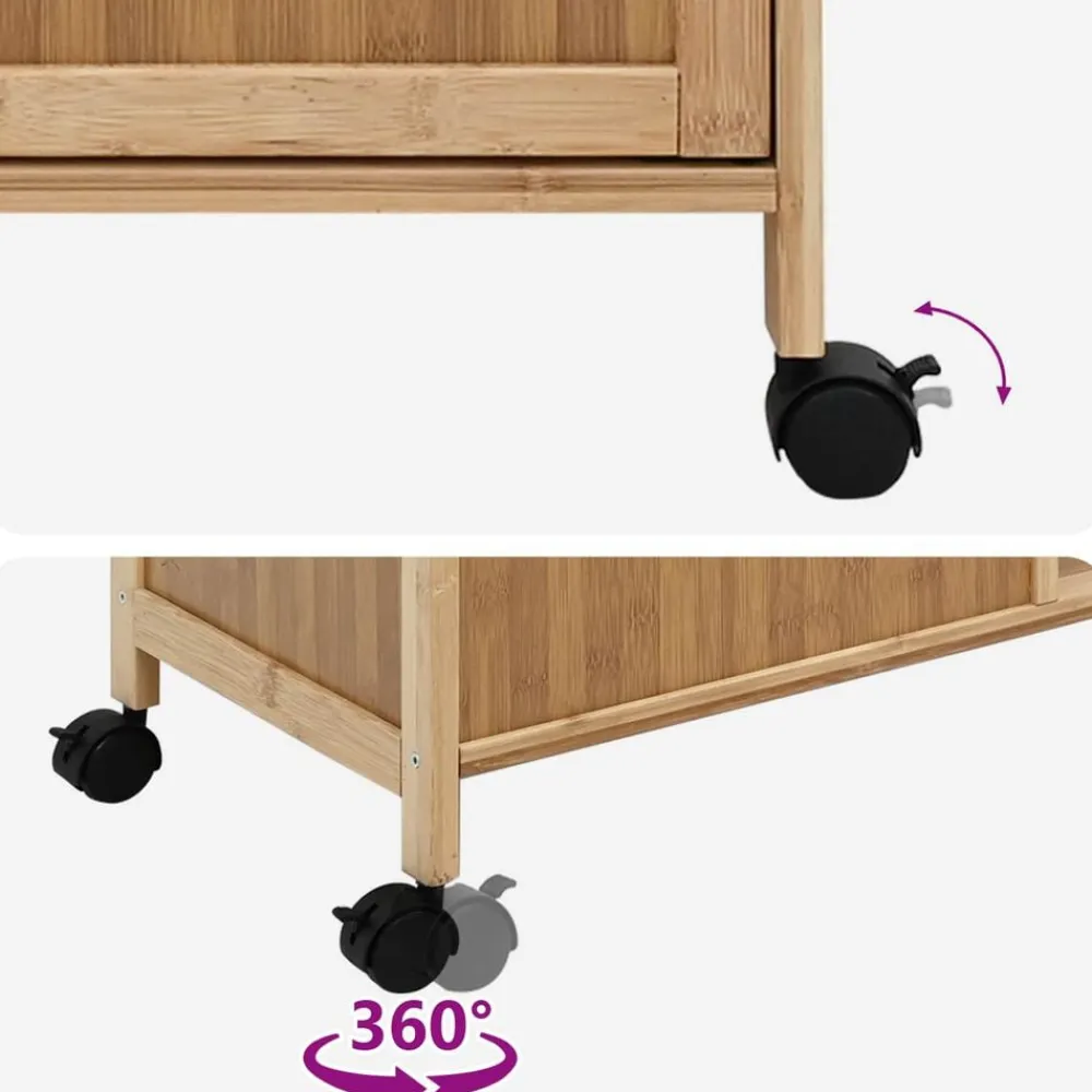 vidaXL Carrito de cocina con ruedas Natural 90,5 x 36 x 86,5 cm Bambú
