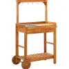 vidaXL Carrito de cocina exterior madera maciza acacia 92x43,5x141,5cm Outlet
