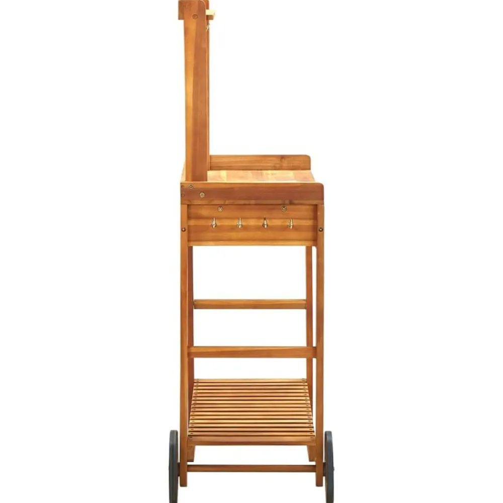 vidaXL Carrito de cocina exterior madera maciza acacia 92x43,5x141,5cm Outlet