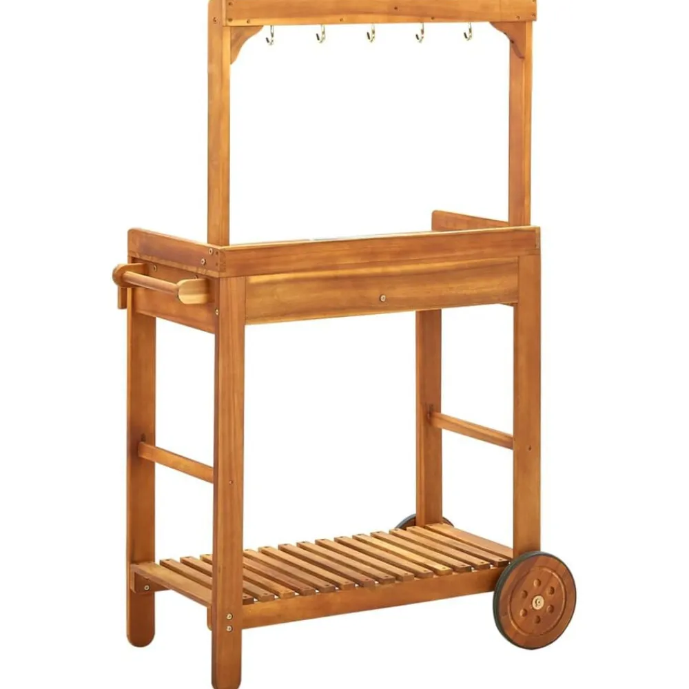 vidaXL Carrito de cocina exterior madera maciza acacia 92x43,5x141,5cm Outlet