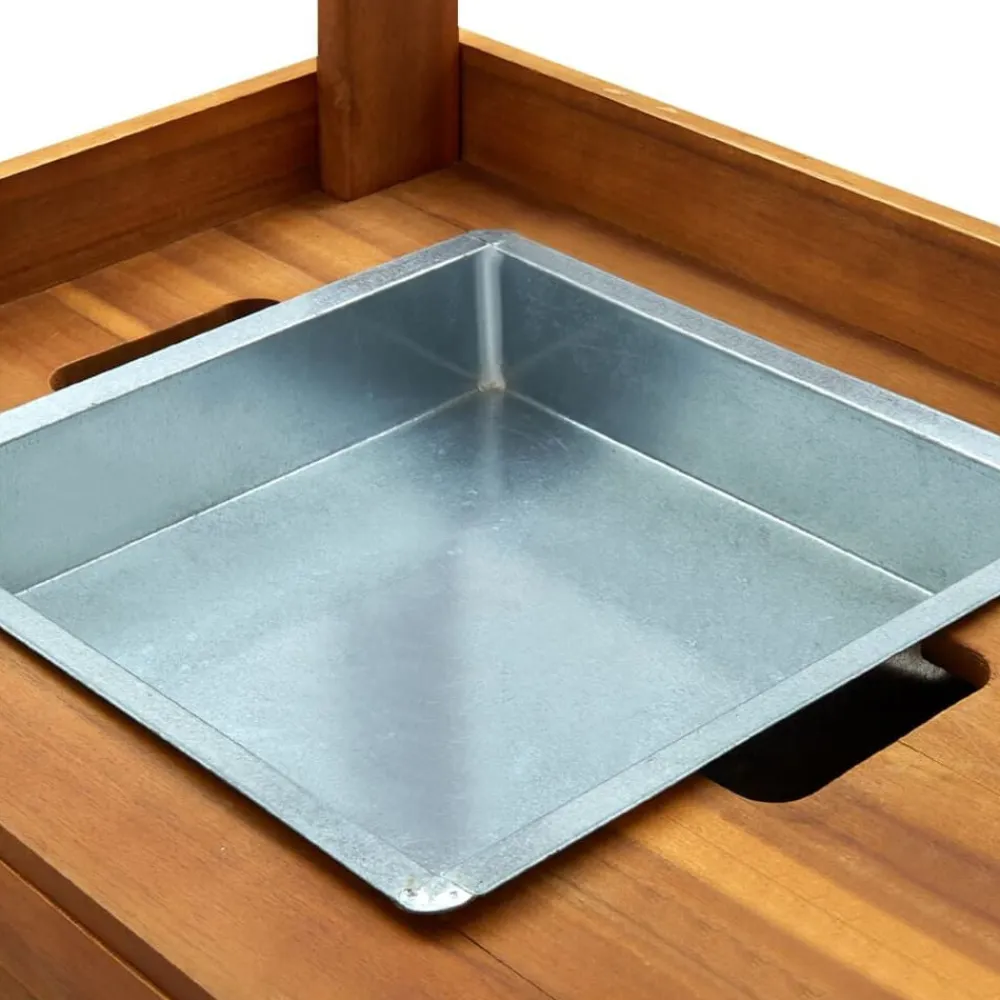 vidaXL Carrito de cocina exterior madera maciza acacia 92x43,5x141,5cm Outlet