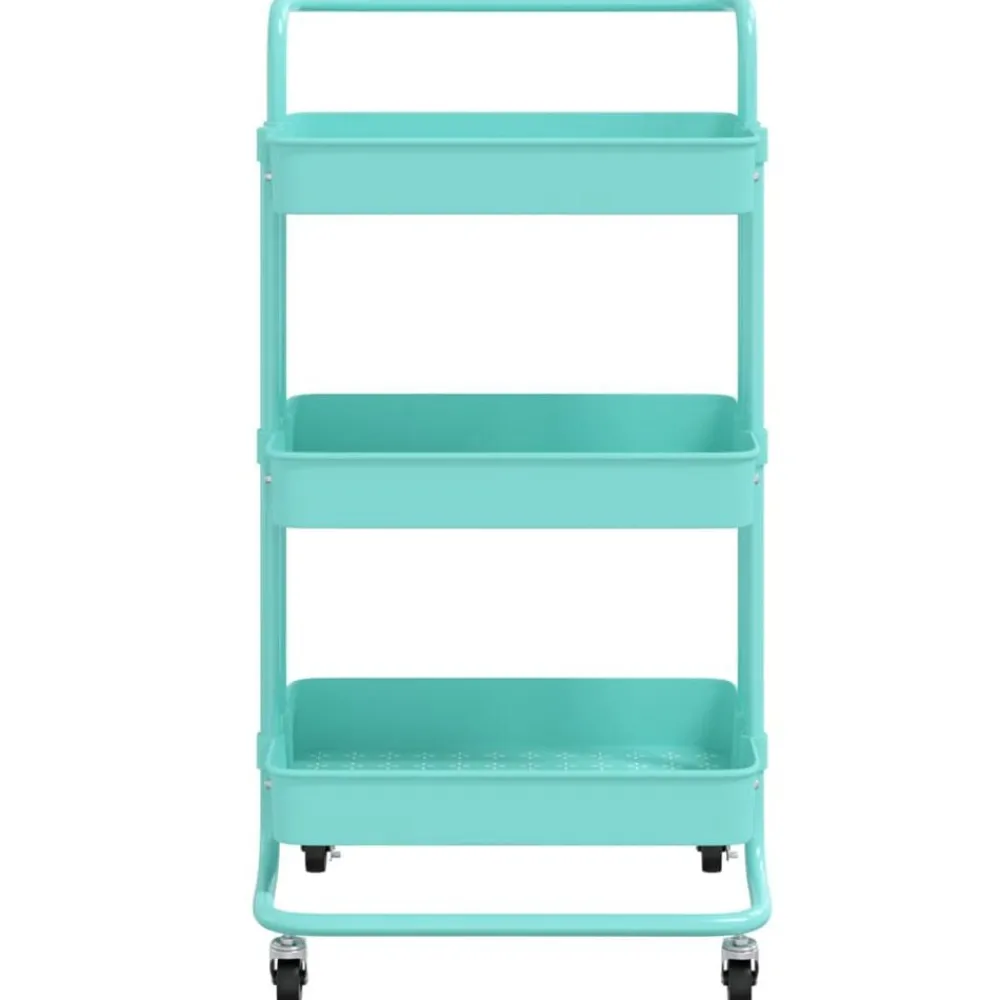 vidaXL Carros E Islas-Carrito de cocina 3 niveles hierro y ABS turquesa 42x35x85 cm