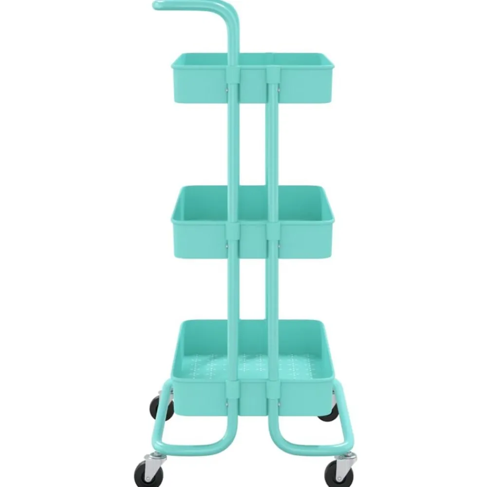 vidaXL Carros E Islas-Carrito de cocina 3 niveles hierro y ABS turquesa 42x35x85 cm