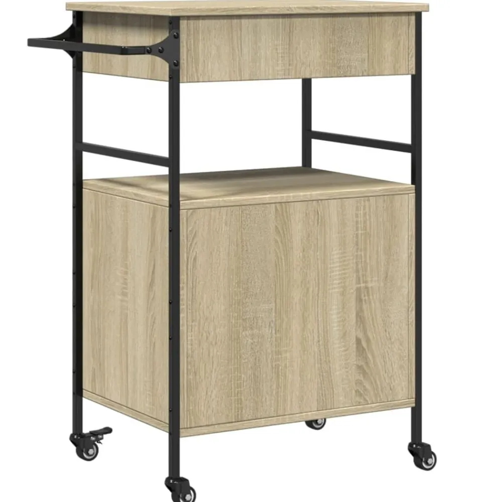 vidaXL Carrito de cocina madera ingeniería 56x43x89,5 cm Roble Sonoma Best