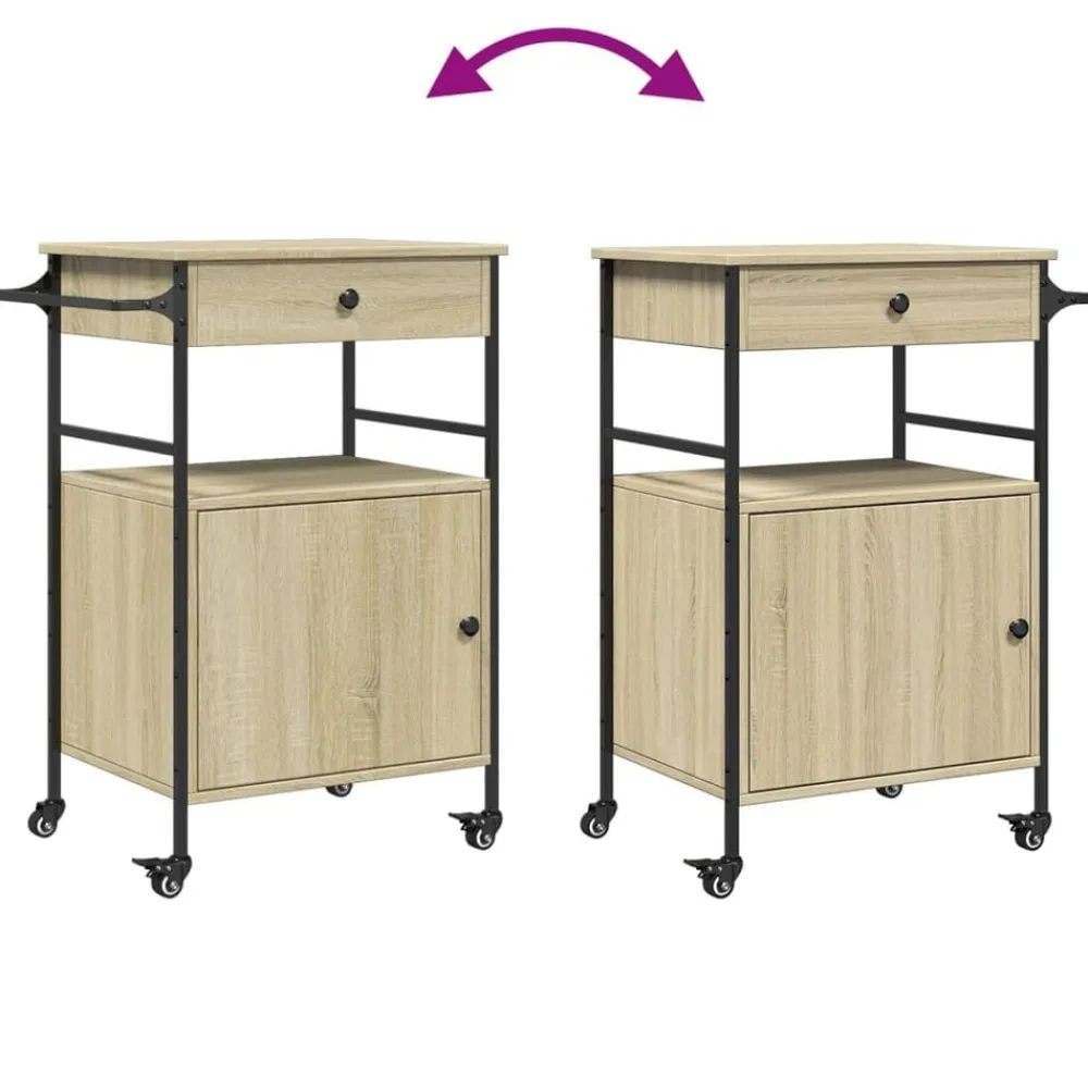 vidaXL Carrito de cocina madera ingeniería 56x43x89,5 cm Roble Sonoma Best