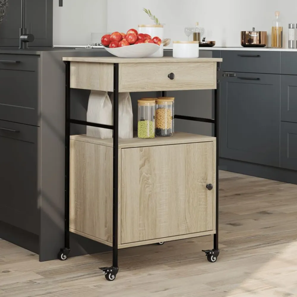 vidaXL Carrito de cocina madera ingeniería 56x43x89,5 cm Roble Sonoma Best