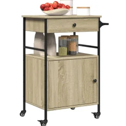 vidaXL Carrito de cocina madera ingeniería 56x43x89,5 cm Roble Sonoma Best