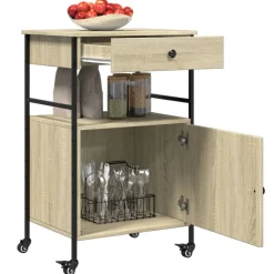 vidaXL Carrito de cocina madera ingeniería 56x43x89,5 cm Roble Sonoma Best