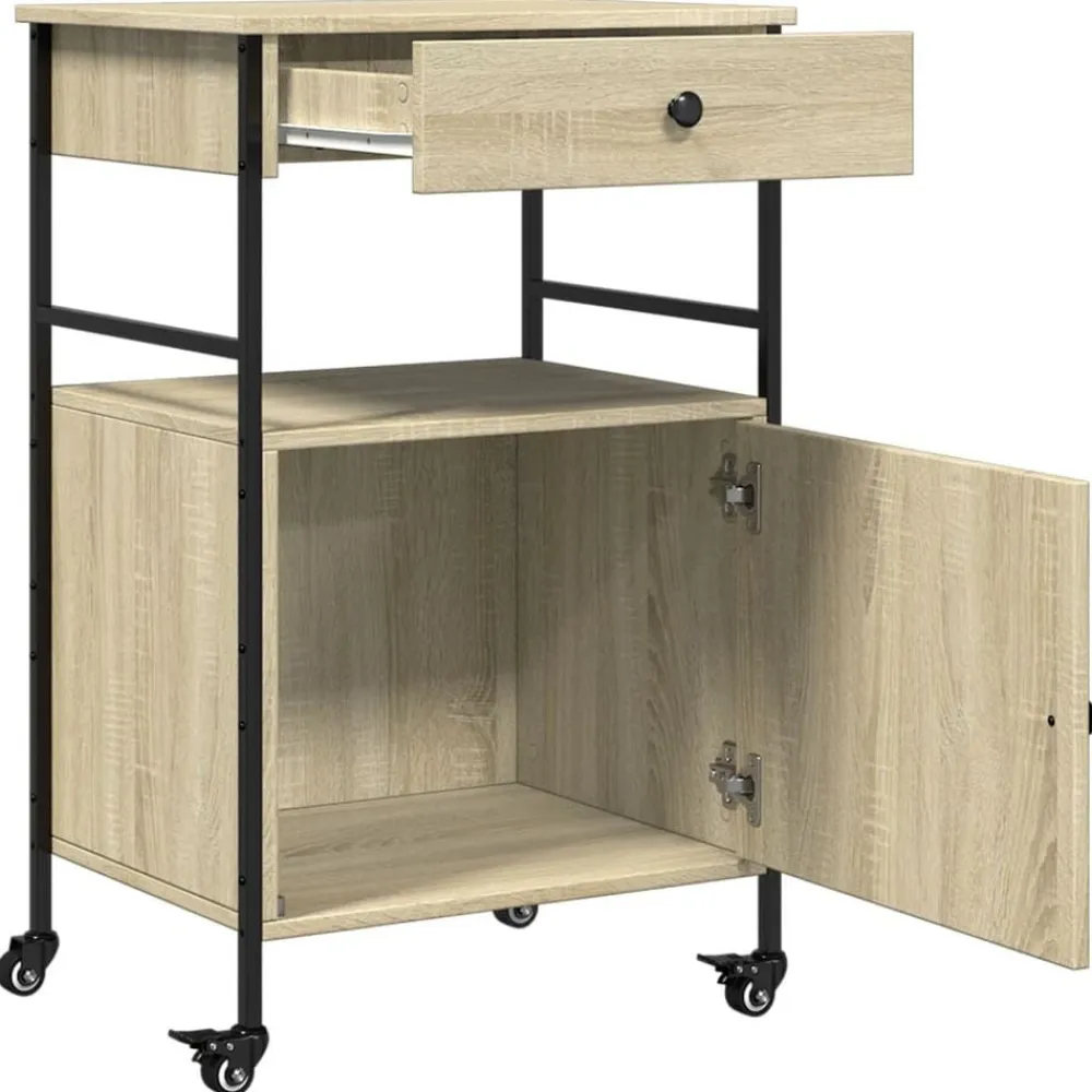 vidaXL Carrito de cocina madera ingeniería 56x43x89,5 cm Roble Sonoma Best
