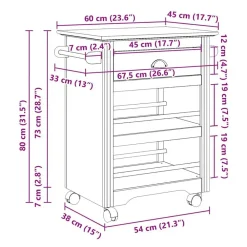 vidaXL Carros E Islas-Carrito de cocina BODO 67,5x45x80 cm