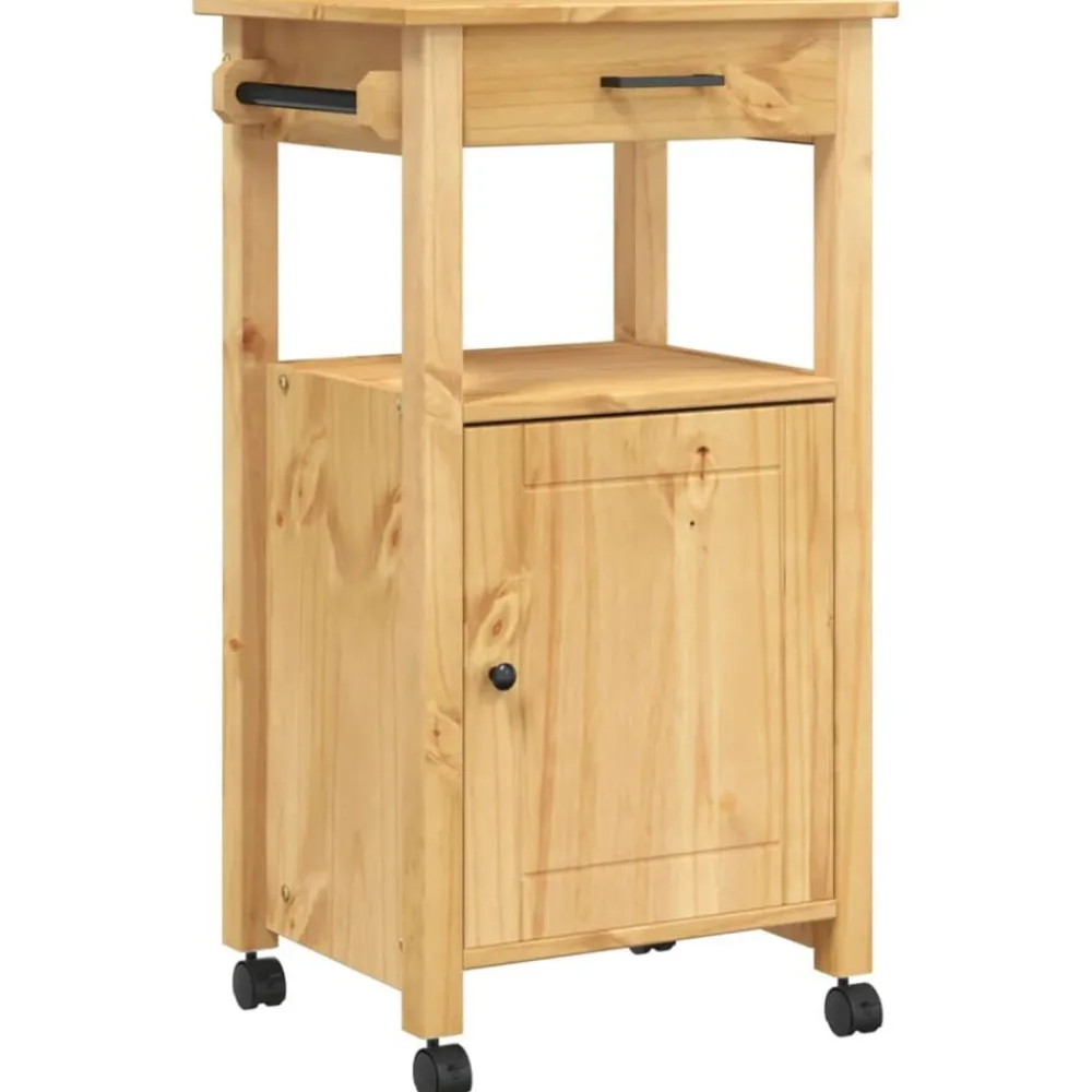 vidaXL Carros E Islas-Carrito de cocina MONZA madera maciza de pino 48x40x88,5 cm