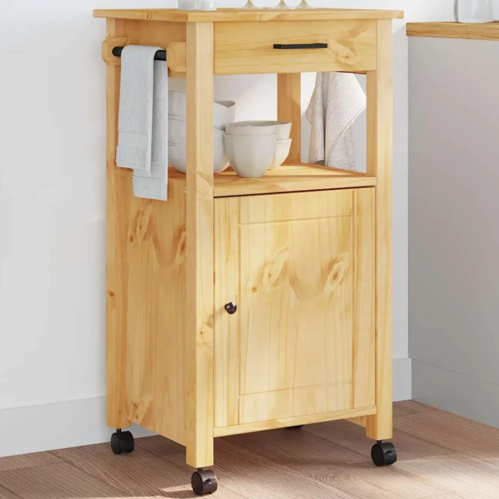vidaXL Carros E Islas-Carrito de cocina MONZA madera maciza de pino 48x40x88,5 cm