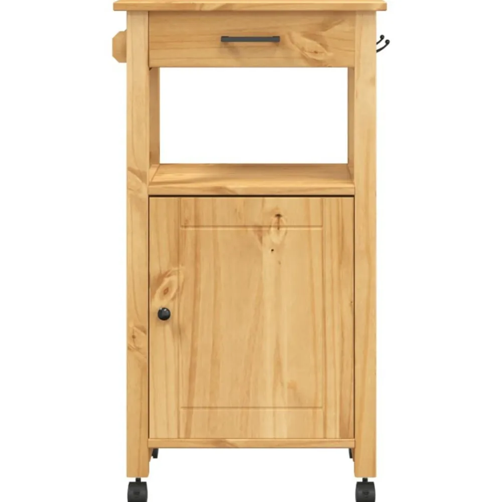 vidaXL Carros E Islas-Carrito de cocina MONZA madera maciza de pino 48x40x88,5 cm