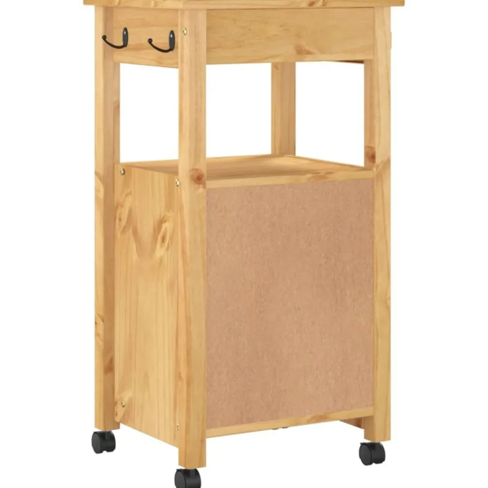vidaXL Carros E Islas-Carrito de cocina MONZA madera maciza de pino 48x40x88,5 cm