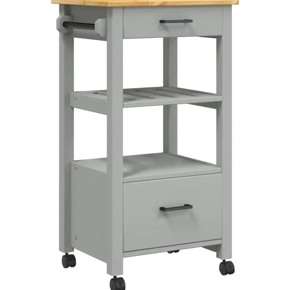 vidaXL Carrito de cocina MONZA madera maciza de pino 48x40x88,5 cm Gris Hot