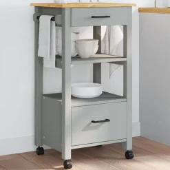 vidaXL Carrito de cocina MONZA madera maciza de pino 48x40x88,5 cm Gris Hot