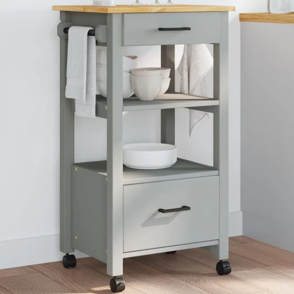 vidaXL Carrito de cocina MONZA madera maciza de pino 48x40x88,5 cm Gris Hot