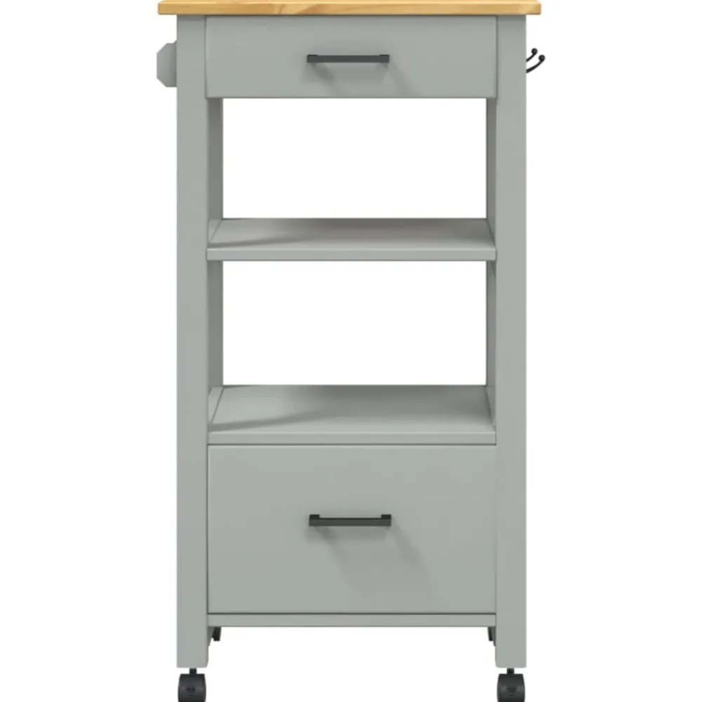 vidaXL Carrito de cocina MONZA madera maciza de pino 48x40x88,5 cm Gris Hot